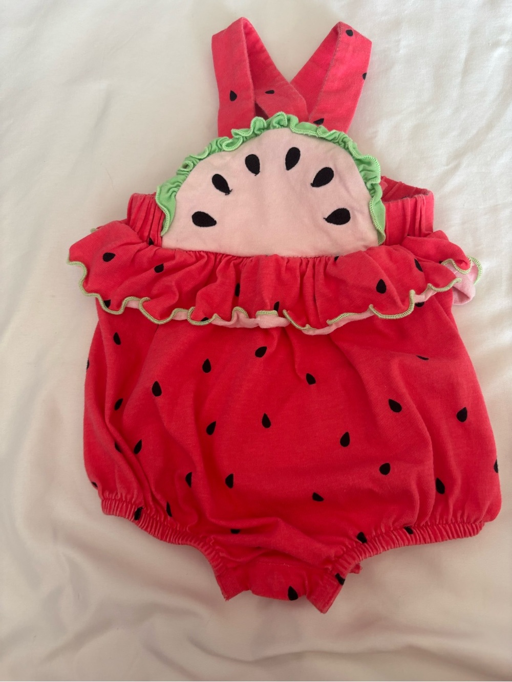 Good Lad Pink Watermelon Ruffle Baby One-Piece